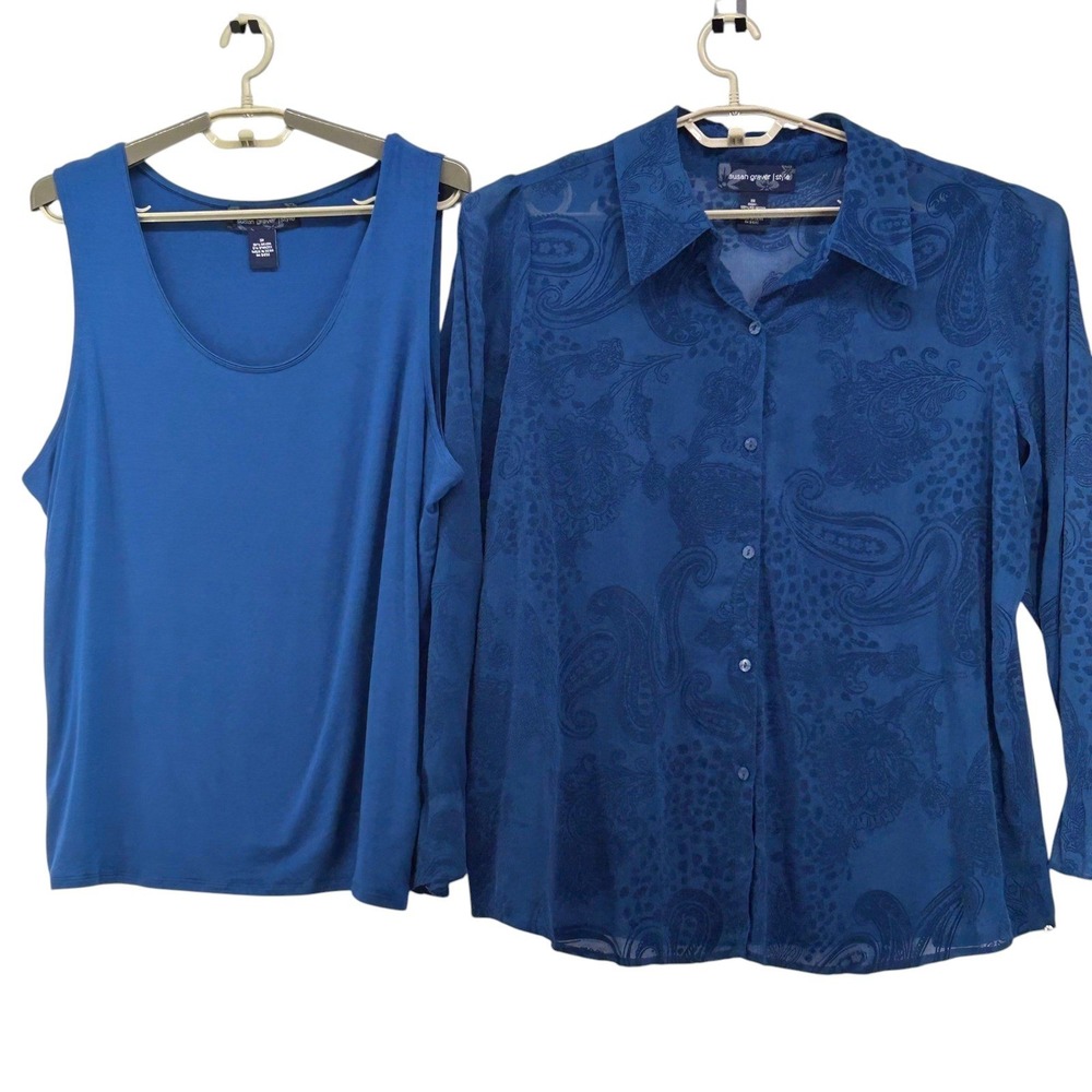 Susan Graver Button Up Top Dark Teal 1X
